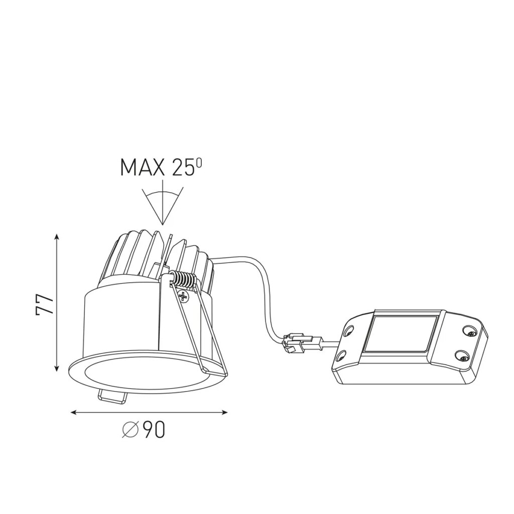 inbouwspot rond verdiept wit LED 6,5w 2700k CRI95+ 180mA incl. dimbare driver