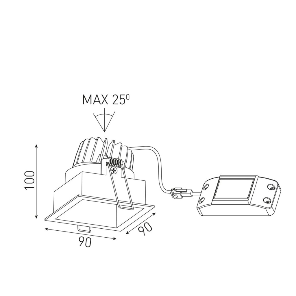 inbouwspot vierkant wit LED 10w 2700k CRI95+ 180mA incl. dimbare driver