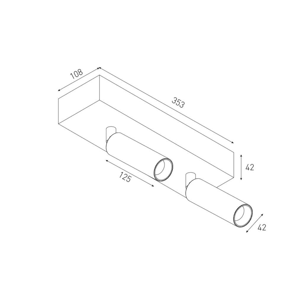 Opbouwspot koker 2x 10w 2700K CRI95+ 250mA recht zwart - Triac dimbaar