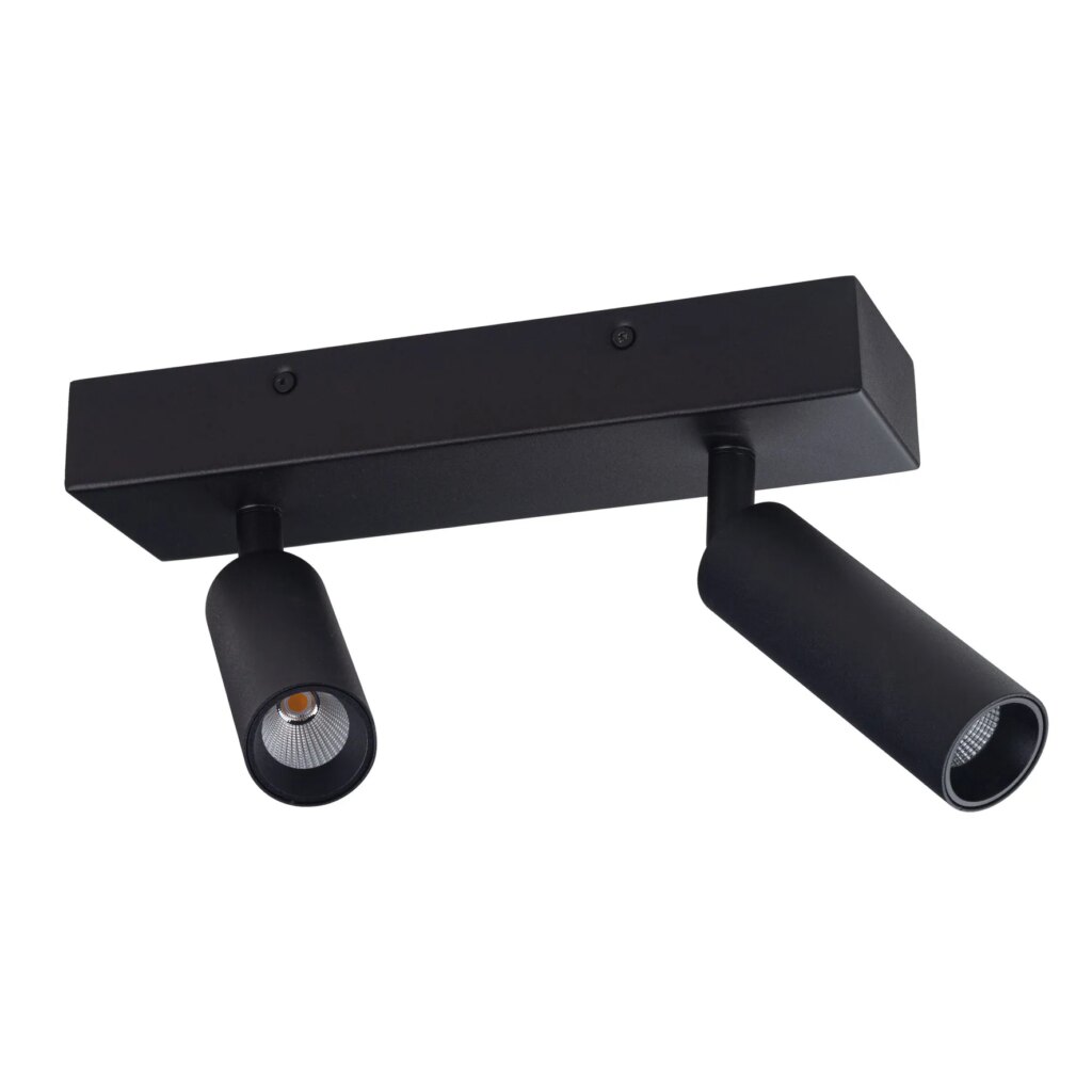 Opbouwspot koker 2x 10w 2700K CRI95+ 250mA recht zwart - Triac dimbaar