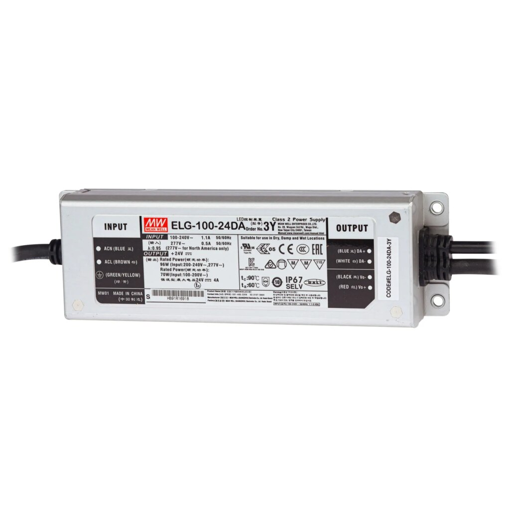 Ledtrafo 100W 24Vdc IP67; dali dimbaar