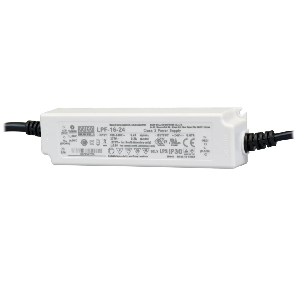 Ledtrafo 16W, 24Vdc IP30; niet dimbaar