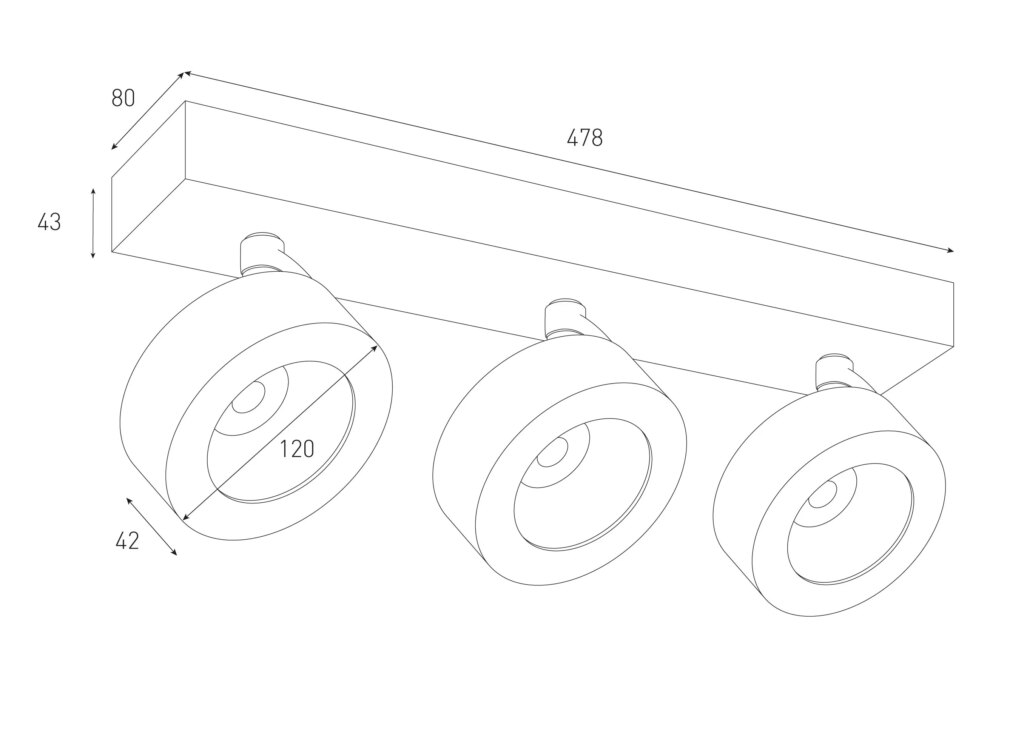 Opbouwspot 3x 10w 2700K CRI95+ 250mA wit