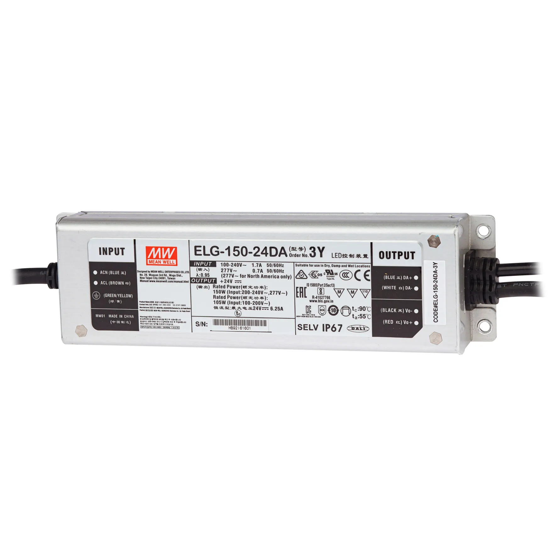 Ledtrafo 150W 24Vdc IP67 Dali compatible