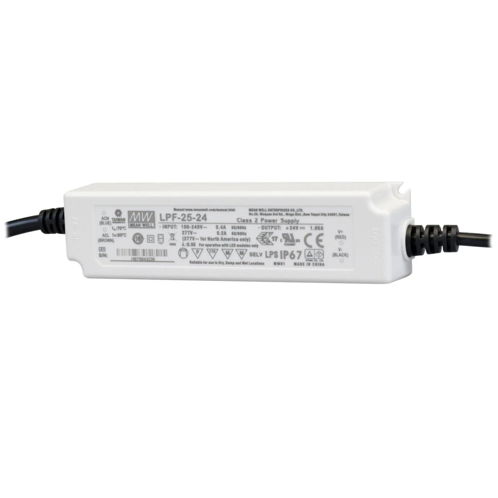 Ledtrafo 25W, 24Vdc IP67; niet dimbaar