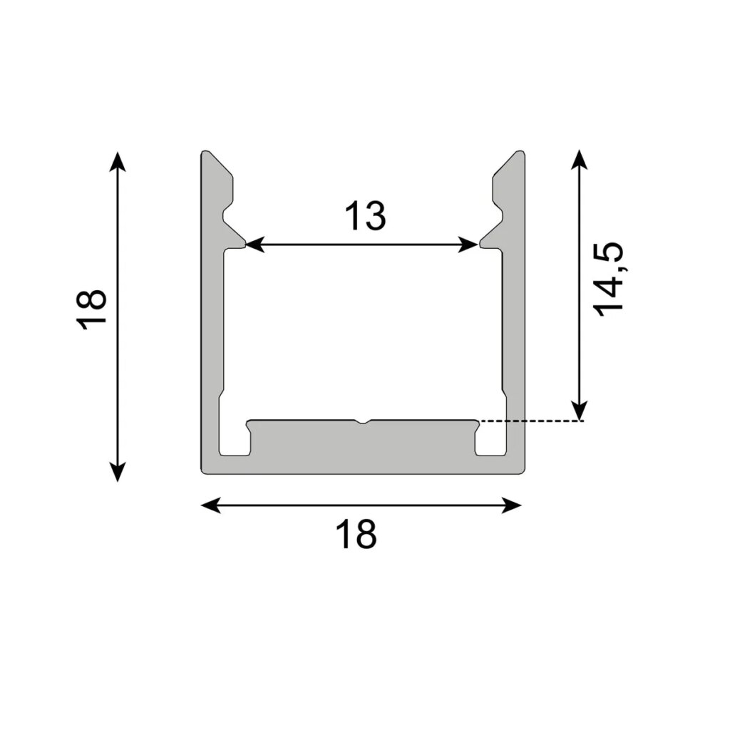 Aluminium u-profiel hoog 18mm x 18mm x 18mm