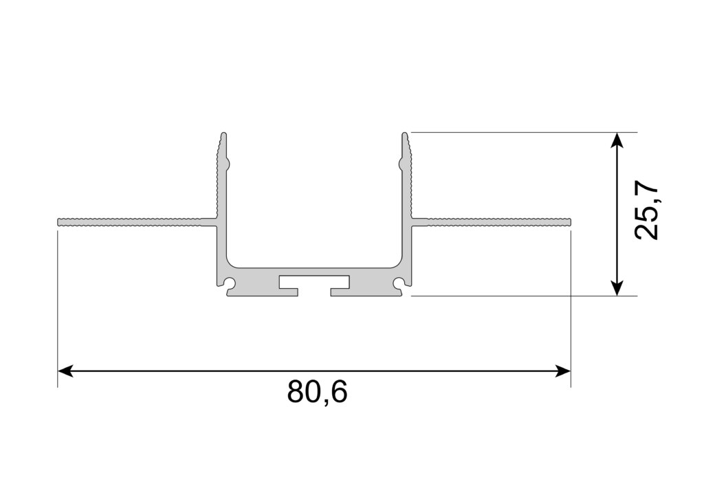 Aluminium profiel 80,6*25,7mm (B*H) incl. stucrand