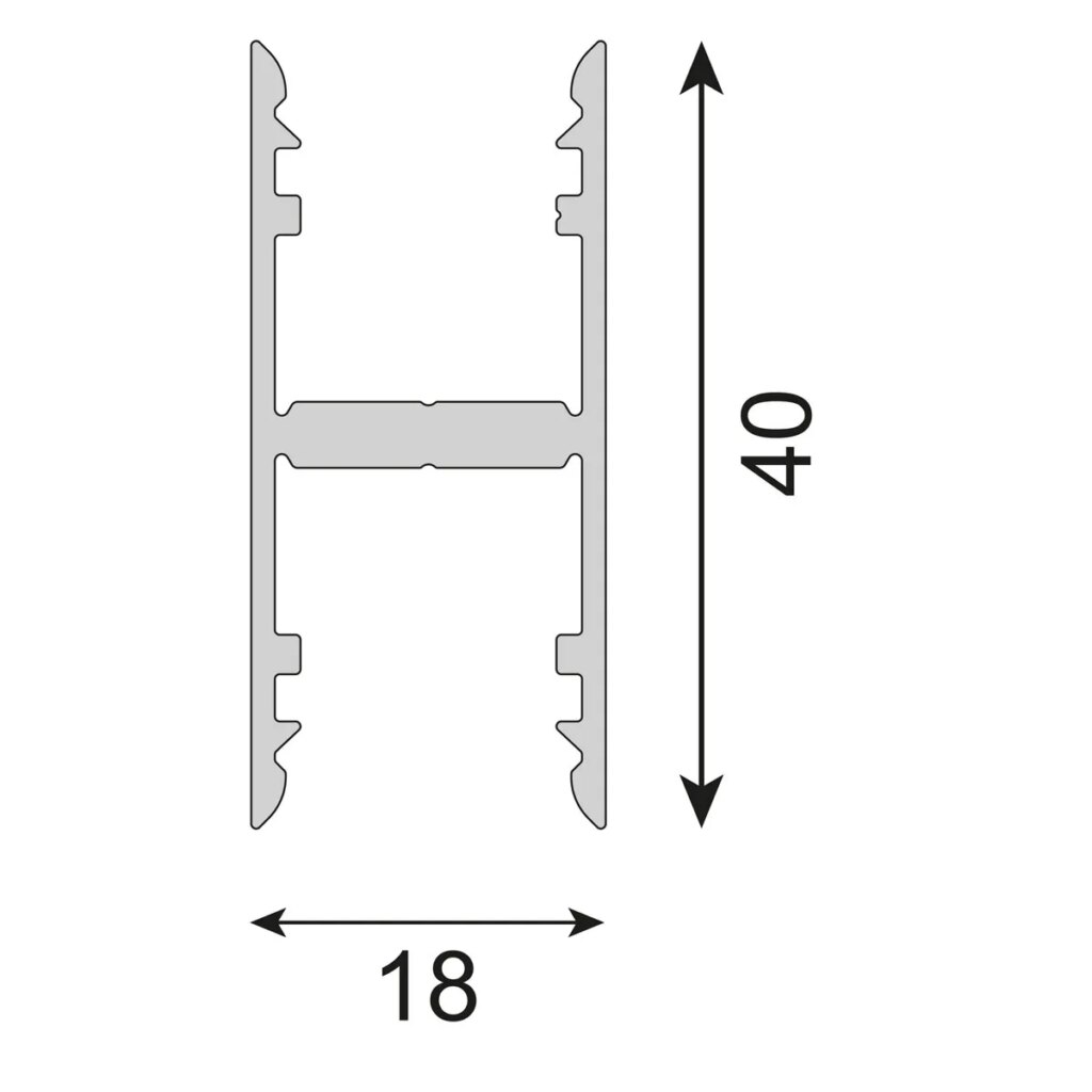 Wit H-profiel hoog 40mm x 18mm