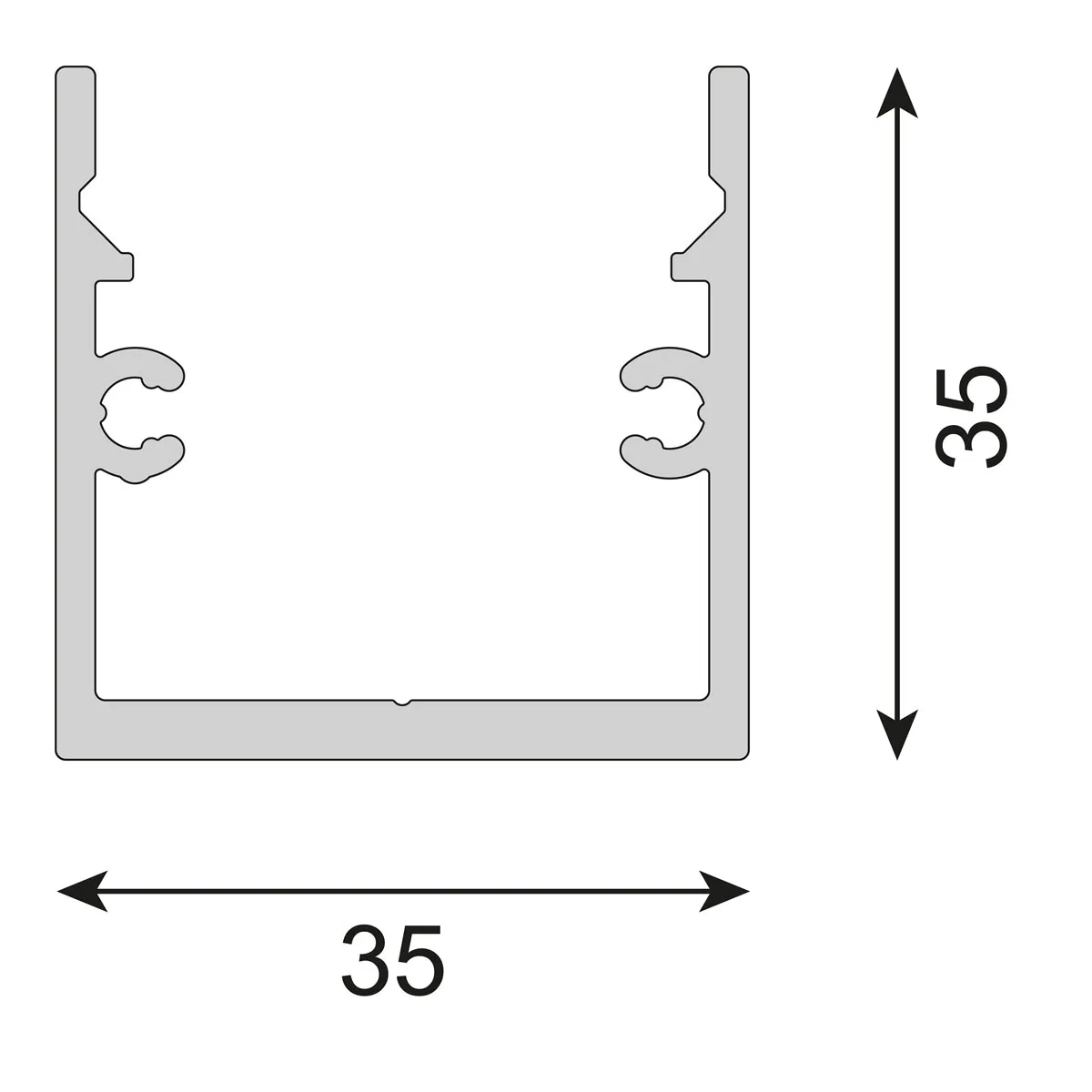 Aluminium U-profiel zwart 35mm x 35mm