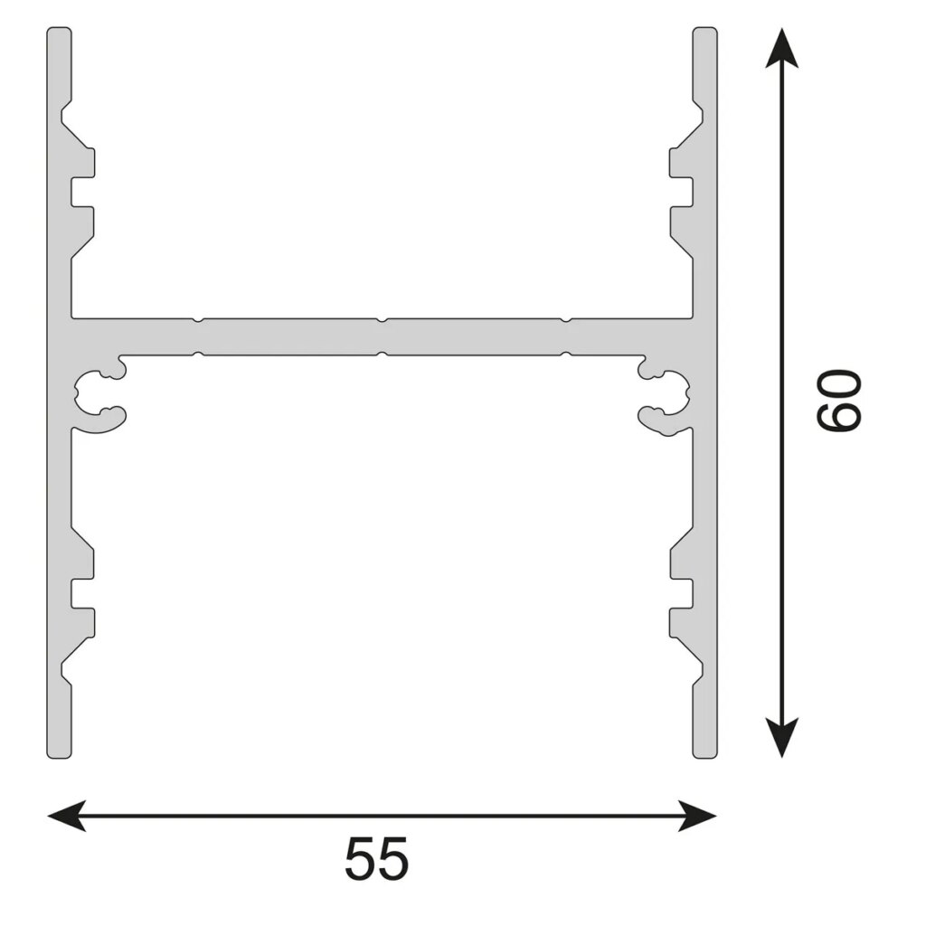 Aluminium H-profiel zwart 60mm x 55mm