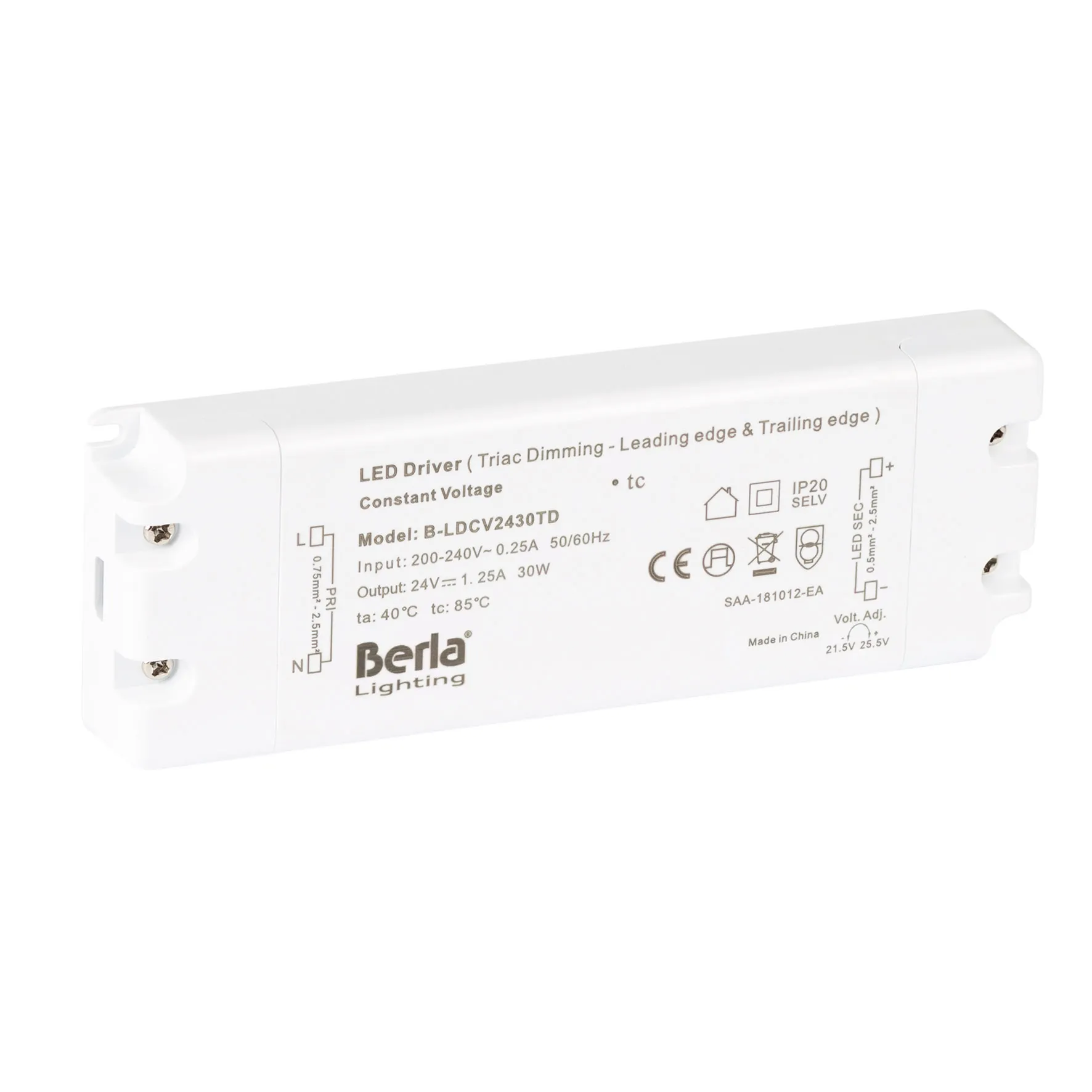 Leddriver 24Vdc CV 30W triac dimmable IP20