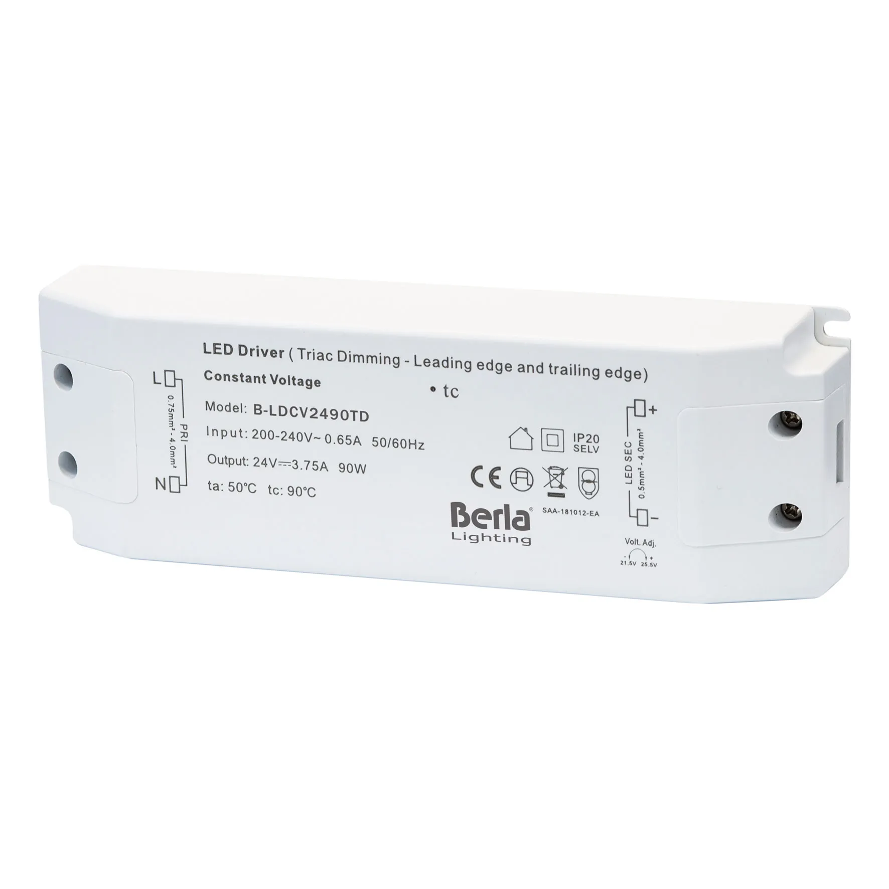 Leddriver 24Vdc CV 90W triac dimmable IP20