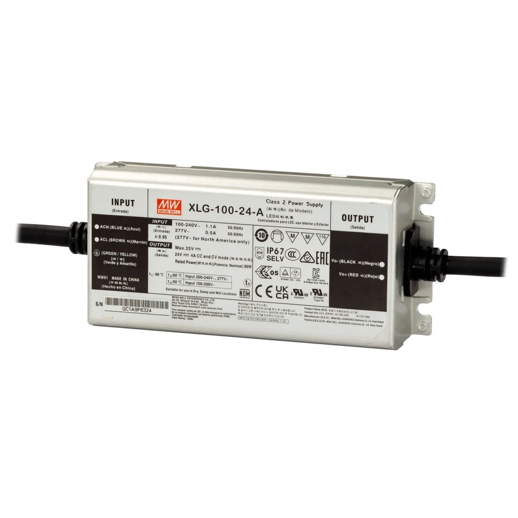 Ledtrafo 100 watt, 24vdc, IP67 niet dimbaar