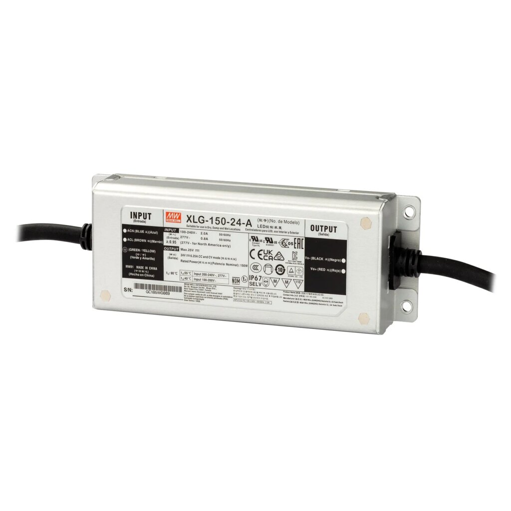Ledtrafo 150 watt, 24vdc, IP67 niet dimbaar