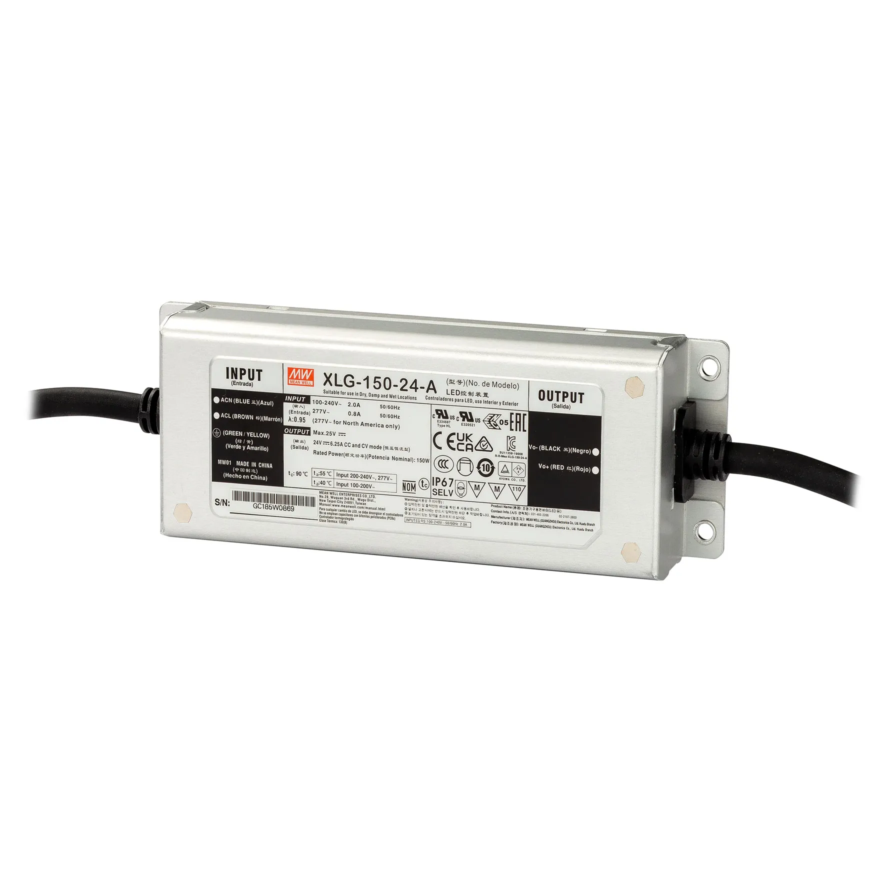 Ledtrafo 150 watt, 24vdc, IP67 niet dimbaar