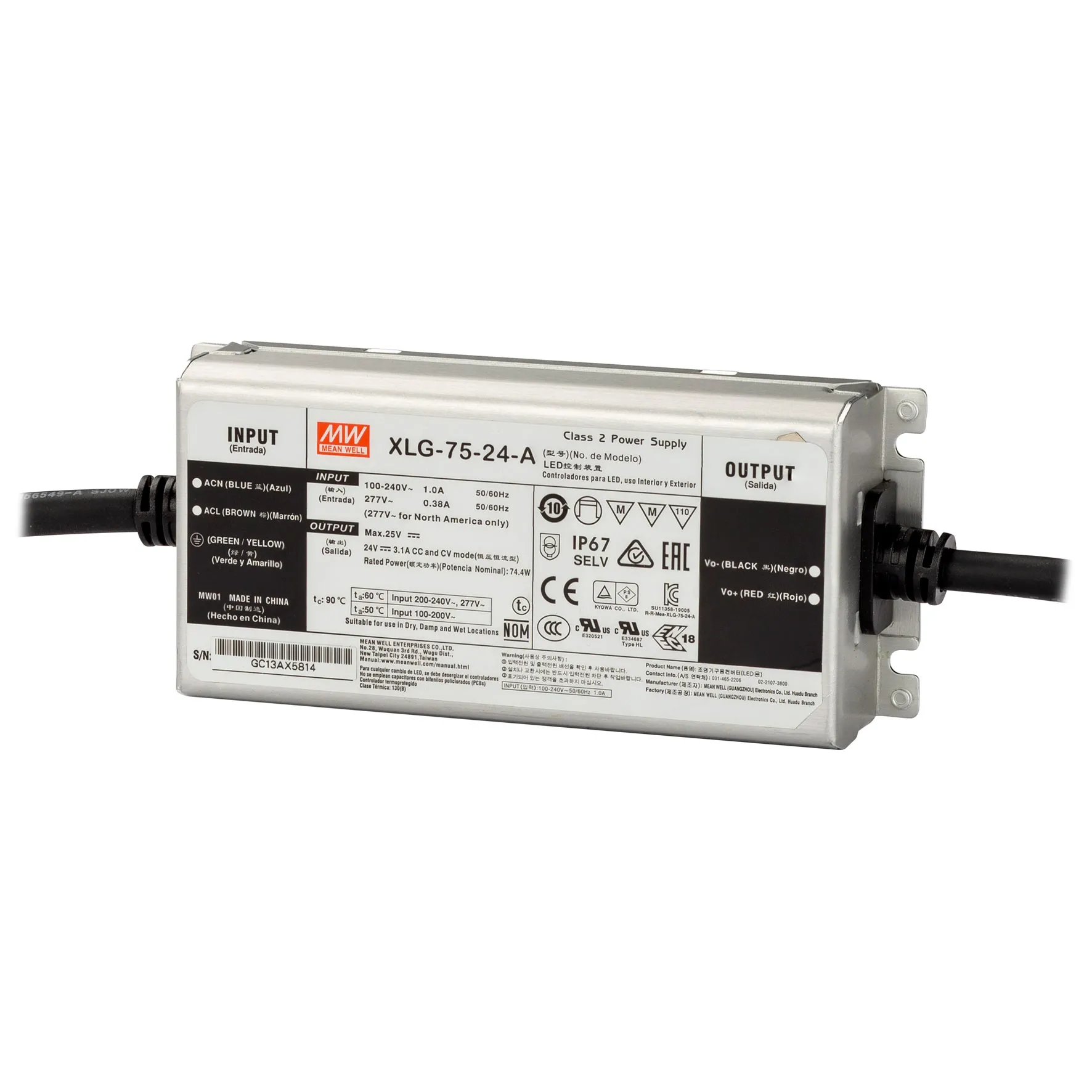 Ledtrafo 75 watt, 24vdc, IP67 niet dimbaar