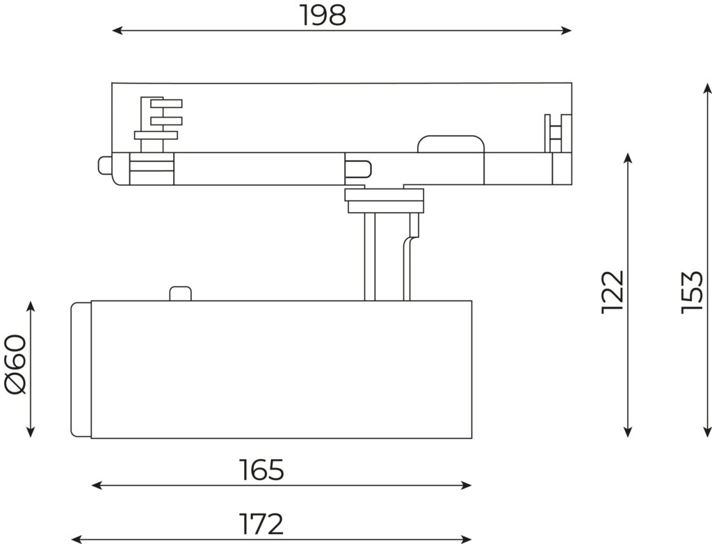 3 fase railsspot 3000K 900LM 8-30 graden instelbaar zwart CRI90+ Niet dimbaar