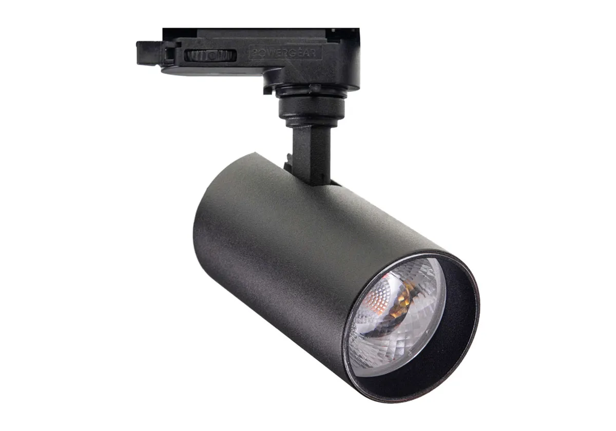 3 fase railsspot DTW 500LM 15graden zwart CRI90+ (gouden binnenring) fase-afsnij dimbaar