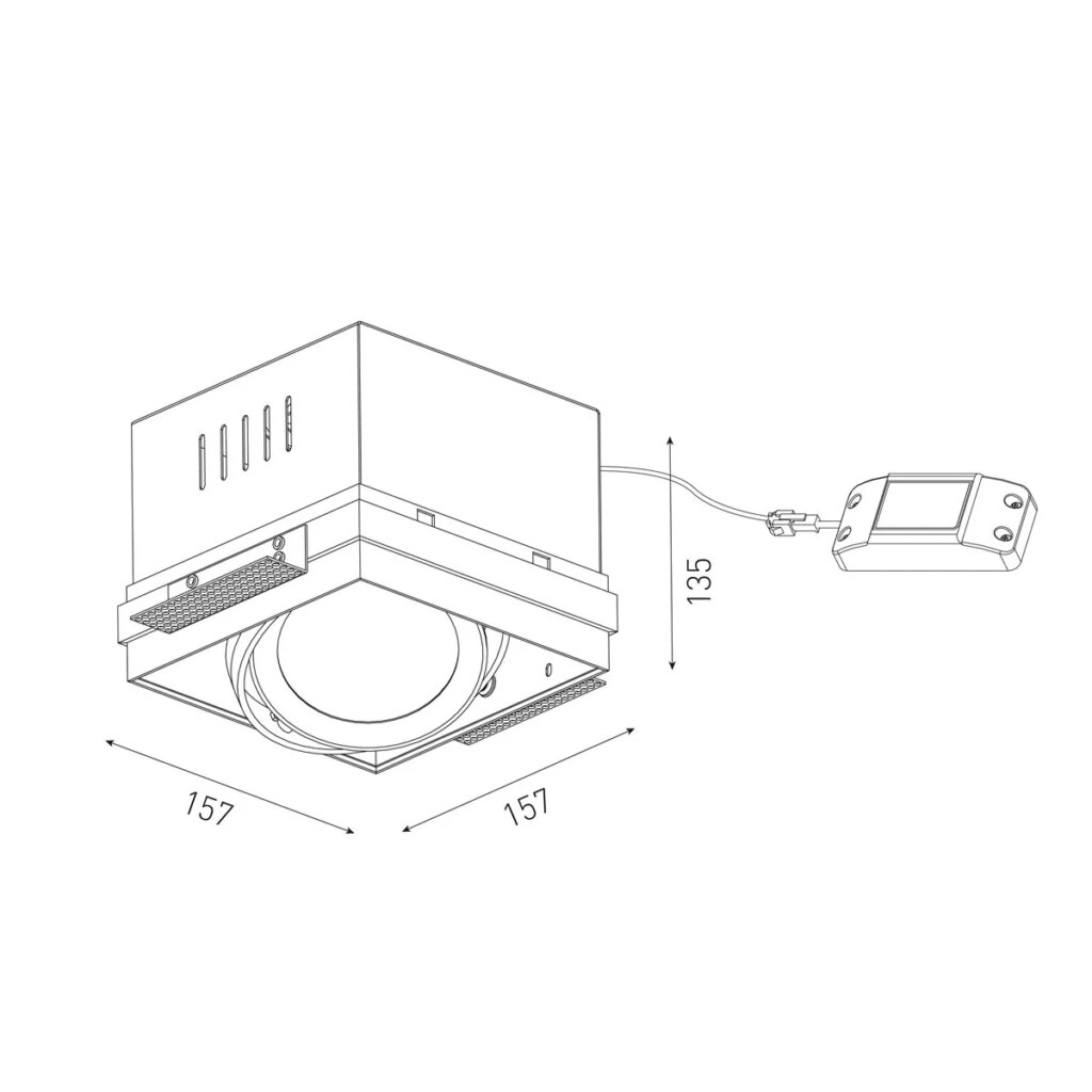 inbouwarmatuur vierkant zwart cardanisch 1x 15W LED 2700K XIC CRI97+ IP20 350mA incl driver