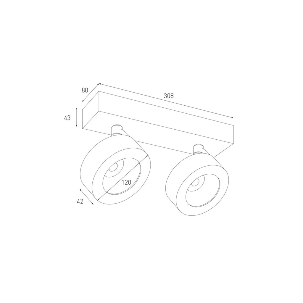 Opbouwspot 2x 10w 2700K CRI95+ 250mA zwart