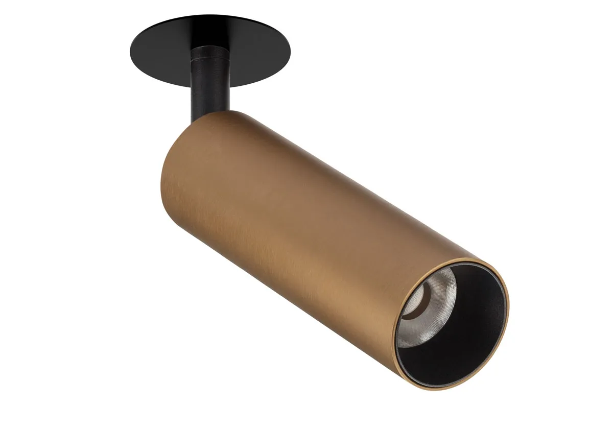 Inbouw kokerspot Light Bronze + zwart rozet 8,5w 2700K CRI95+ 200mA mains dimmable