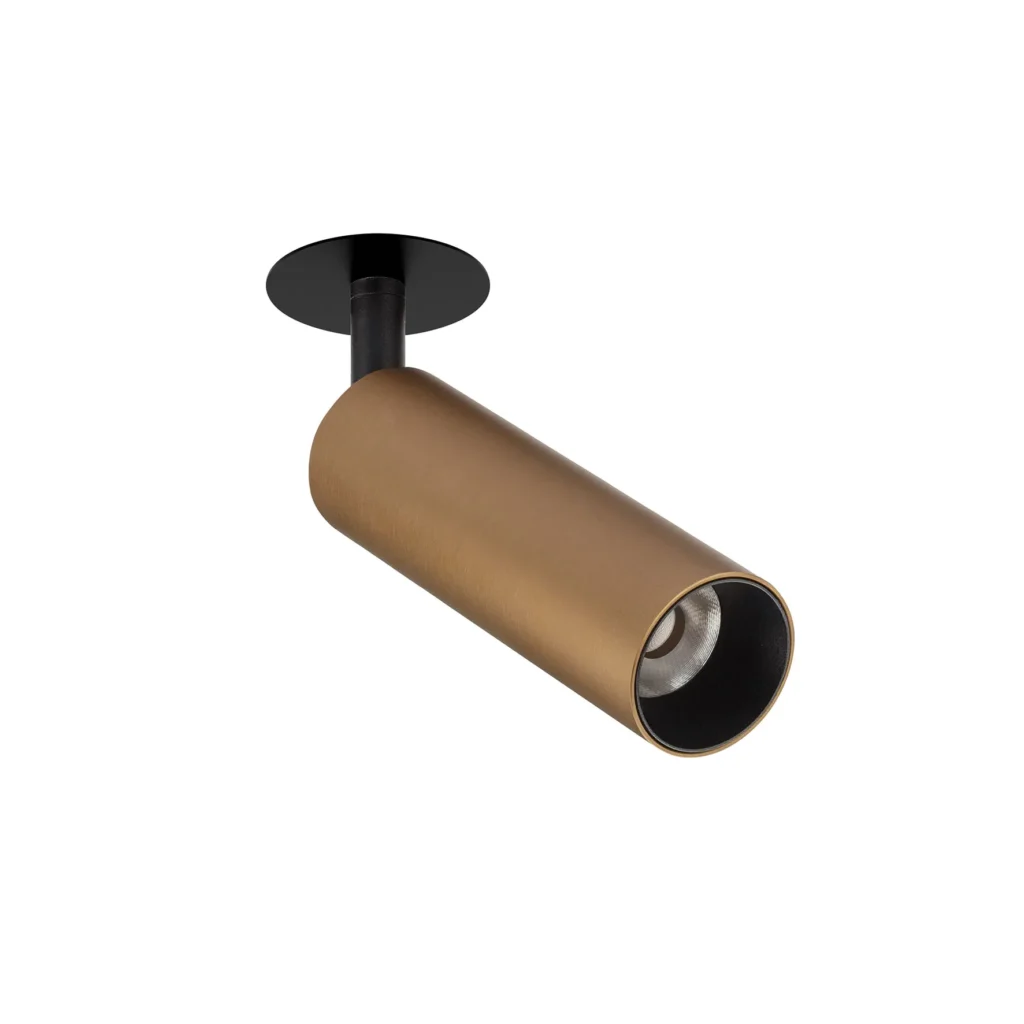 Inbouw kokerspot Light Bronze + zwart rozet 8,5w 2700K CRI95+ 200mA mains dimmable