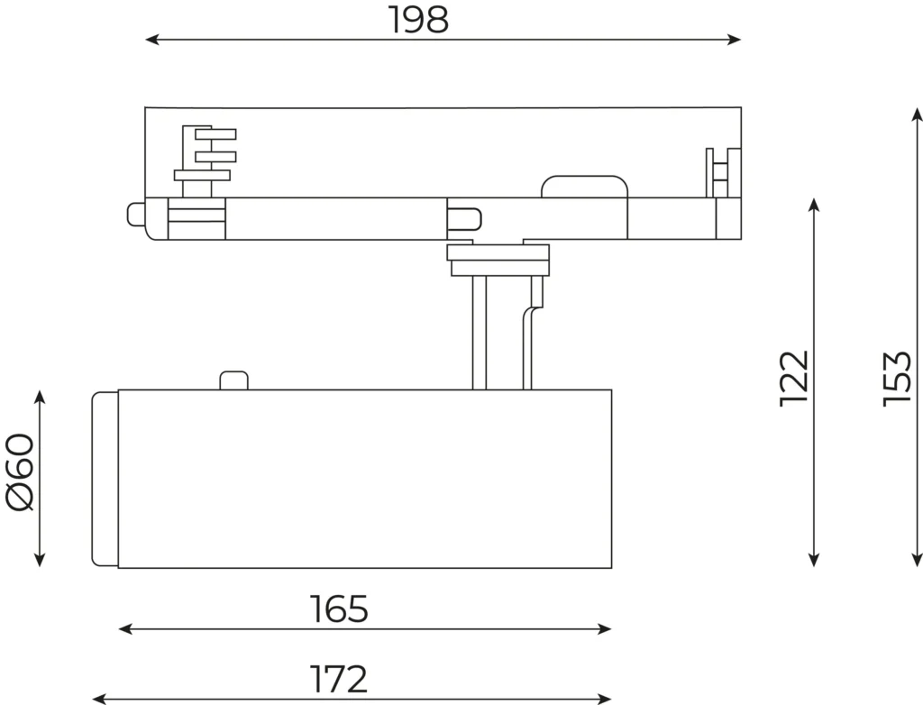 3 fase railsspot 2700K 900LM 8-30 graden instelbaar zwart CRI90+ Niet dimbaar